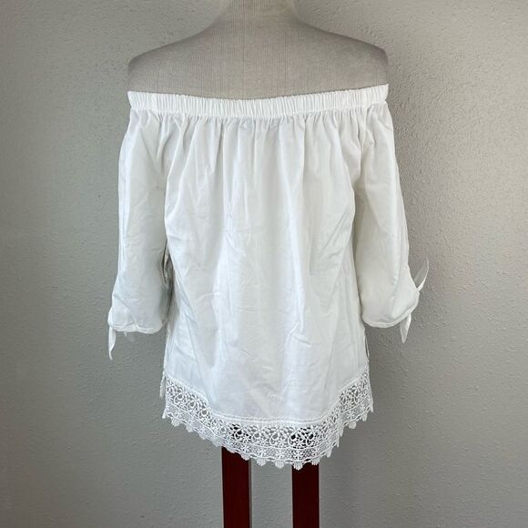 NWT Crave Fame White Shoulder Less Top Size L - Picture 4 of 7